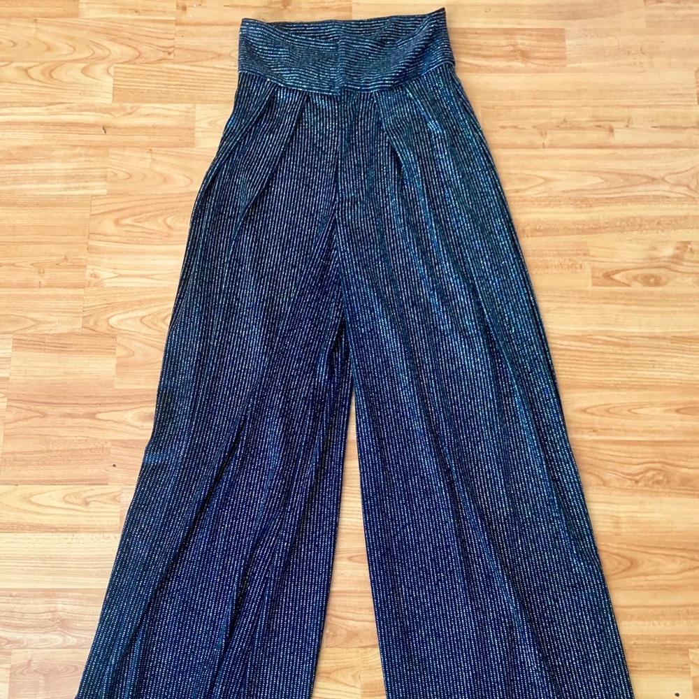 Wide leg glitter pant